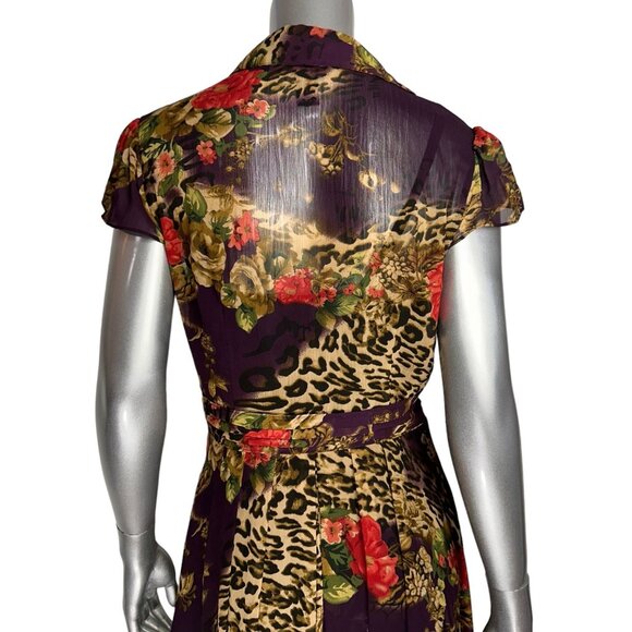 Robbie Bee Purple Animal & Floral Print Dress 6 - Picture 6 of 11